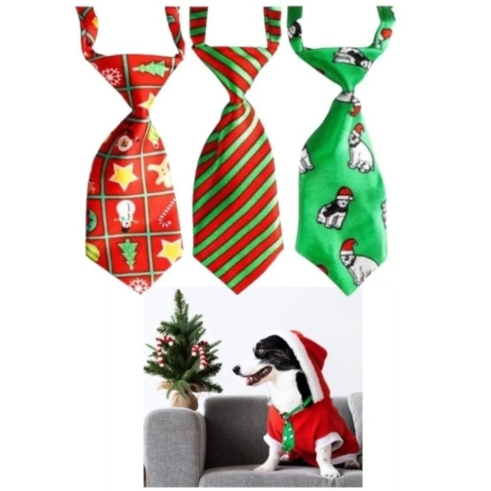 Christmas Necktie Pet Dog Collar for Dog Cat Clip Buckle Adjustable OS 1 Piece